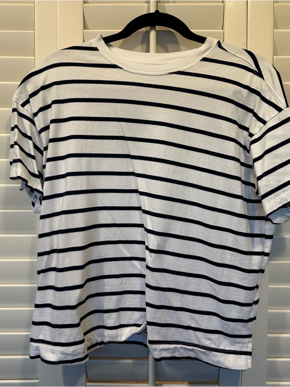 Old Navy White and Black striped Vintage Tee
